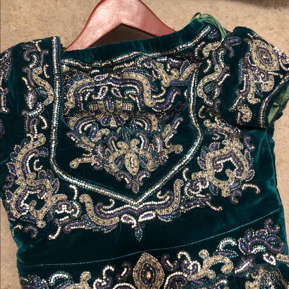 Lehenga choli green blue medium lengha wedding - Picture 4 of 4